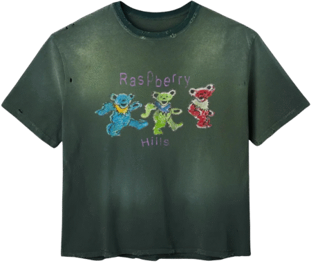 Gold+Vintage Raspberry Hills Grateful Berry Green Tee