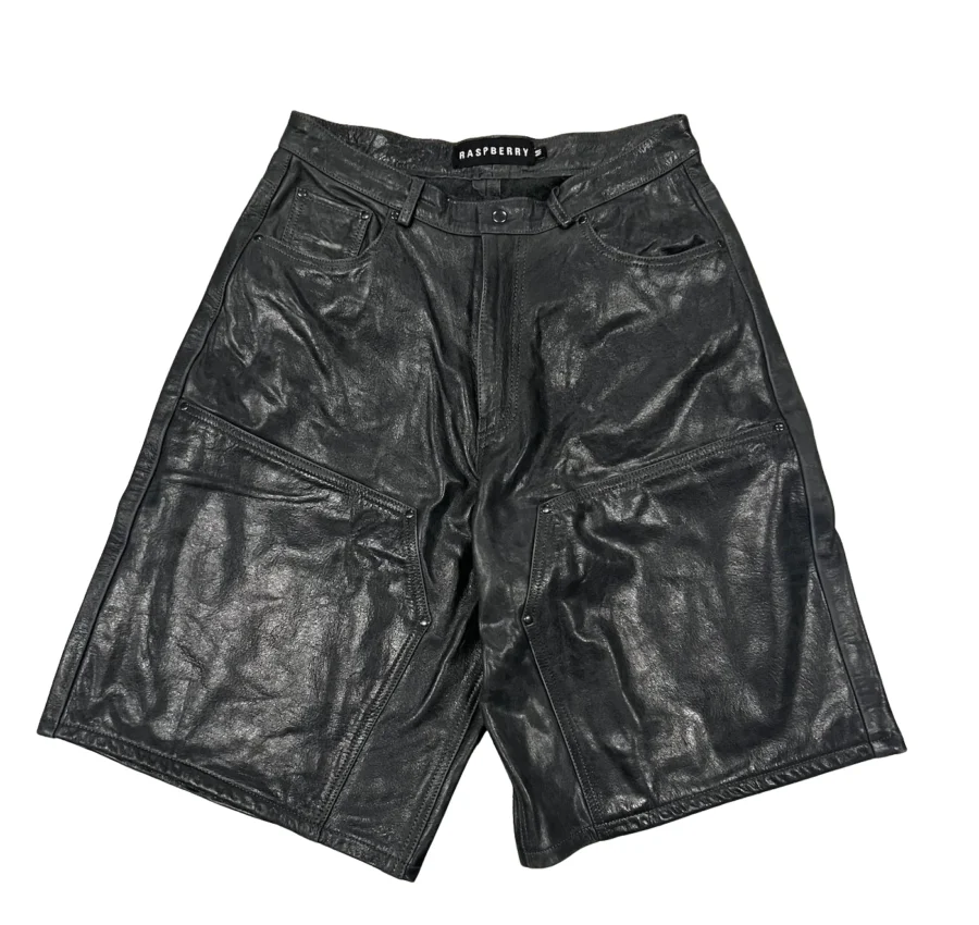 Gold+Vintage Gallery Raspberry Hills 'Black' Leather Shorts